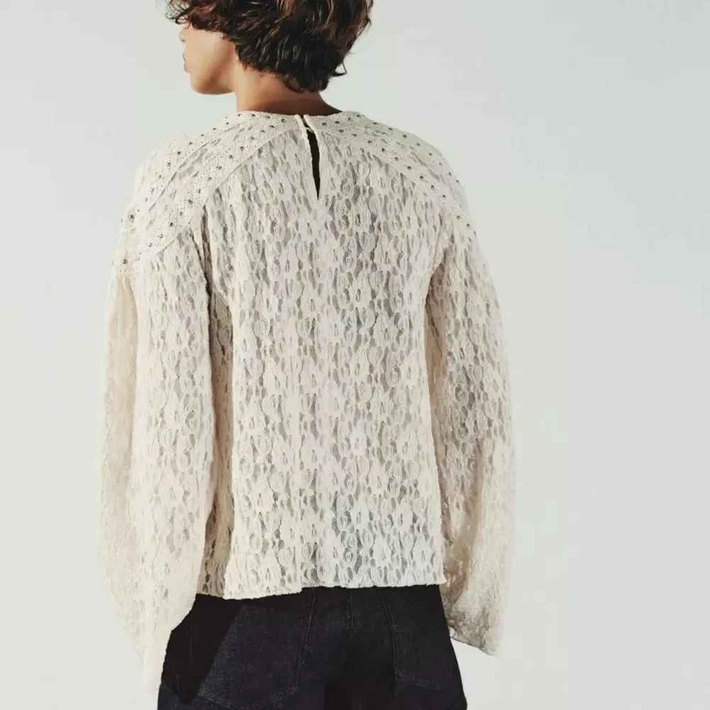 ZARA BOHO STUDDED LACE TOP